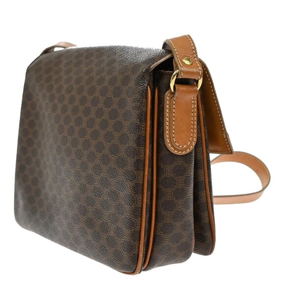 CELINE Logo Macadam Pattern Shoulder Bag PVC Leather Brown GHW Italy 61YH743 - Picture 4 of 16